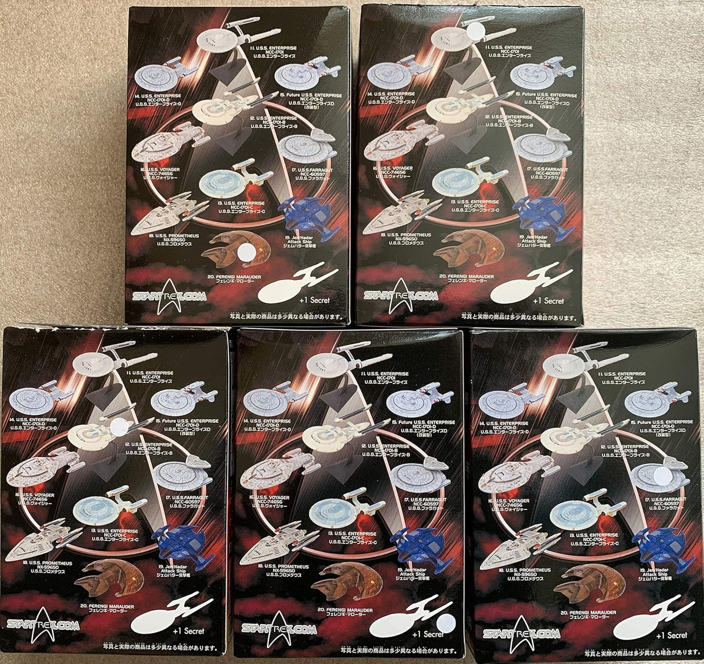 Vintage Star Trek Furuta 2005 Federation Ships And Alien Ships Collection Volume 2 Set Of 5 Mini Model Kits In The Case - New In Box