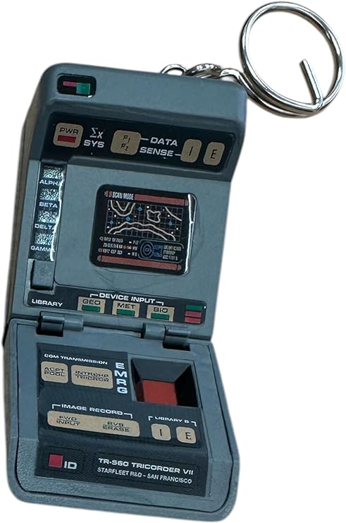 Vintage 1995 Star Trek The Next Generation Electronic Tricorder Key Chain or Key Ring - Former Shop Counter Display