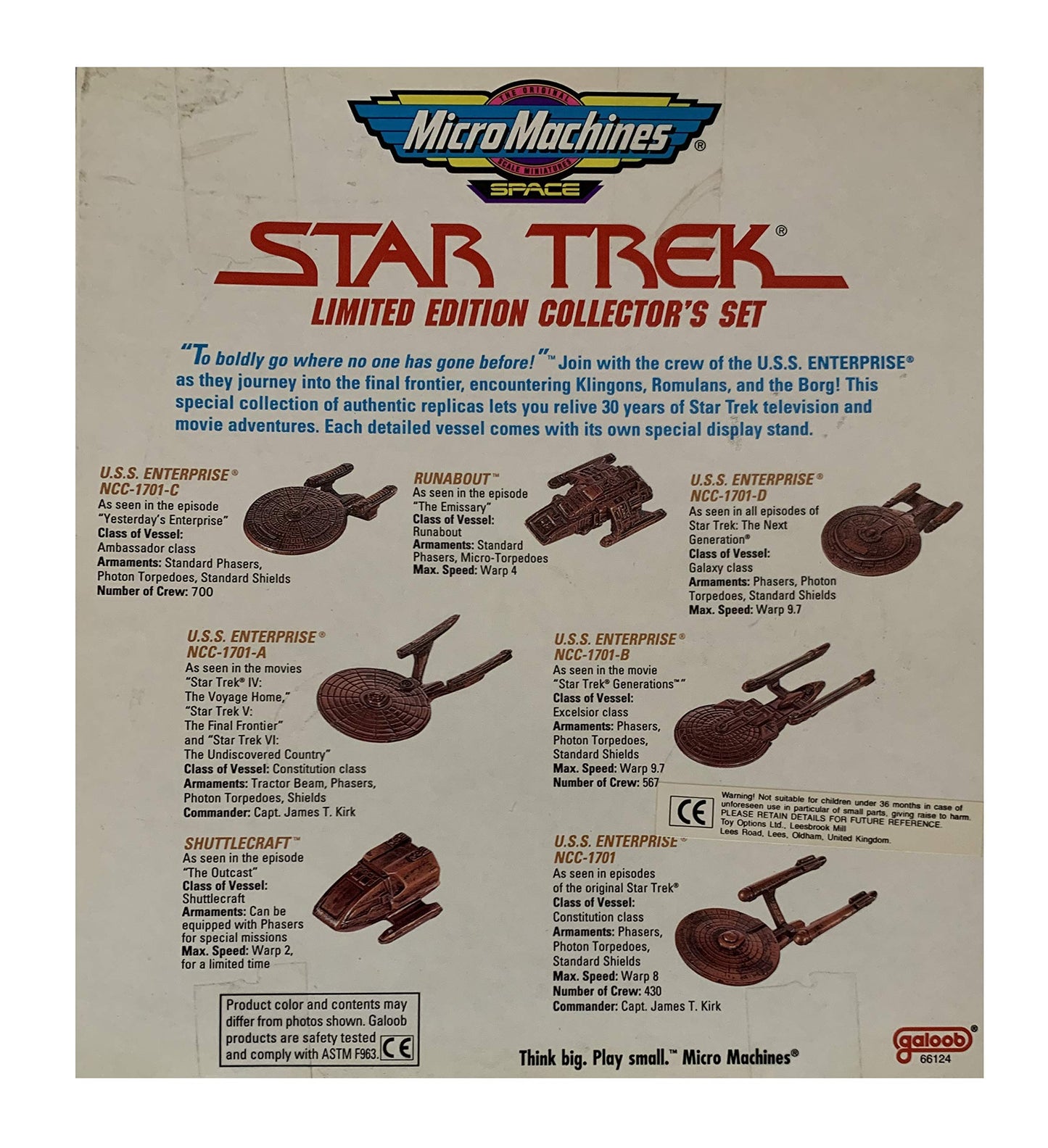 Vintage 1995 Star Trek Micro Machines Bronze Limited Edition Collectors Set The Enterprise Edition - Brand New Factory Sealed Shop Stock Room Find