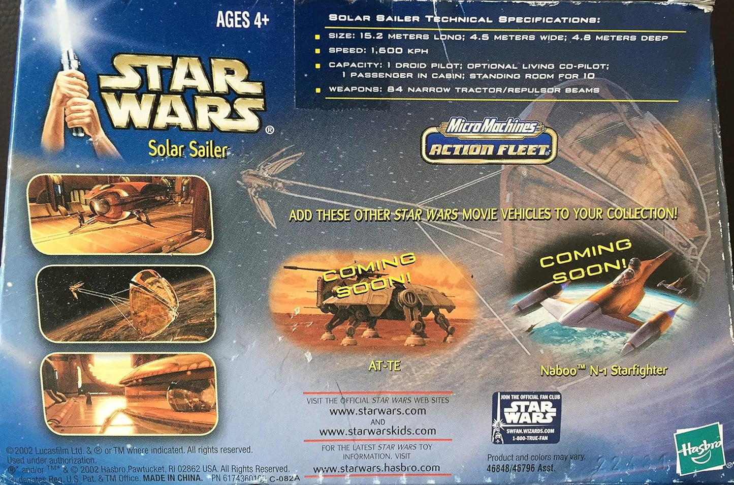 Vintage 2002 Star Wars Micro Machines Action Fleet Solar Sailer with Display Stand - Shop Stock Room Find