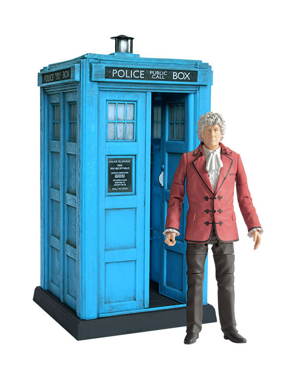 Vintage 2010 Dr Who The Third Doctor and Tardis Collector Action Figure Set - Factory Sealed Shop Stock Room Find