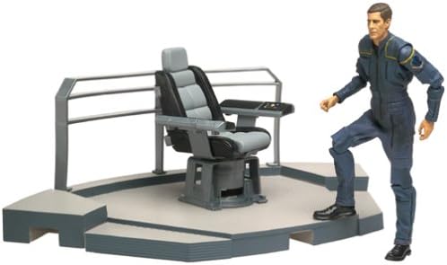 Vintage Art Asylum 2002 Star Trek Enterprise Broken Bow Deluxe Captain Jonathan Archer Action Figure With Enterprise NX-01 Electronic Bridge Base & Captains Chair - Factory Sealed Shop Stock Room Find