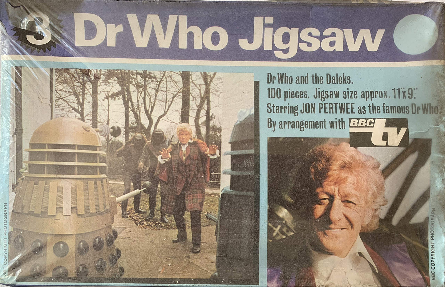 Vintage 1972 Doctor Dr Who - Pleasure Products 100 Piece Jigsaw Puzzle Number 3, Dr Who (Jon Pertwee) And The Daleks With The Ogrons - Fantastic Condition - 100% Complete - In The Original Box