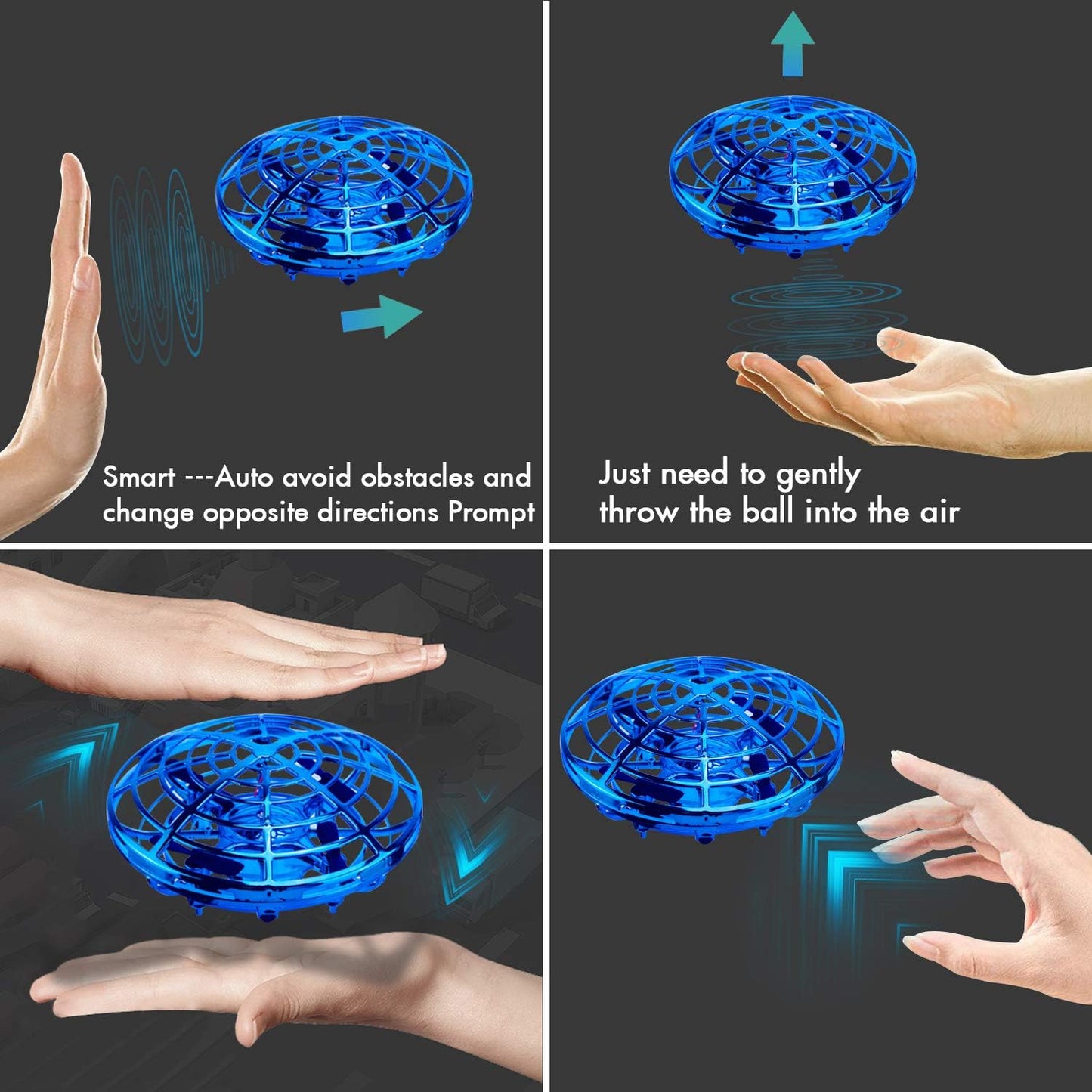 UFO Interactive Air Craft - Mini Flying Drone With Lights And Hand Controlled Rotation - Brand New Factory Sealed.