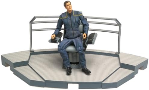 Vintage Art Asylum 2002 Star Trek Enterprise Broken Bow Deluxe Captain Jonathan Archer Action Figure With Enterprise NX-01 Electronic Bridge Base & Captains Chair - Factory Sealed Shop Stock Room Find