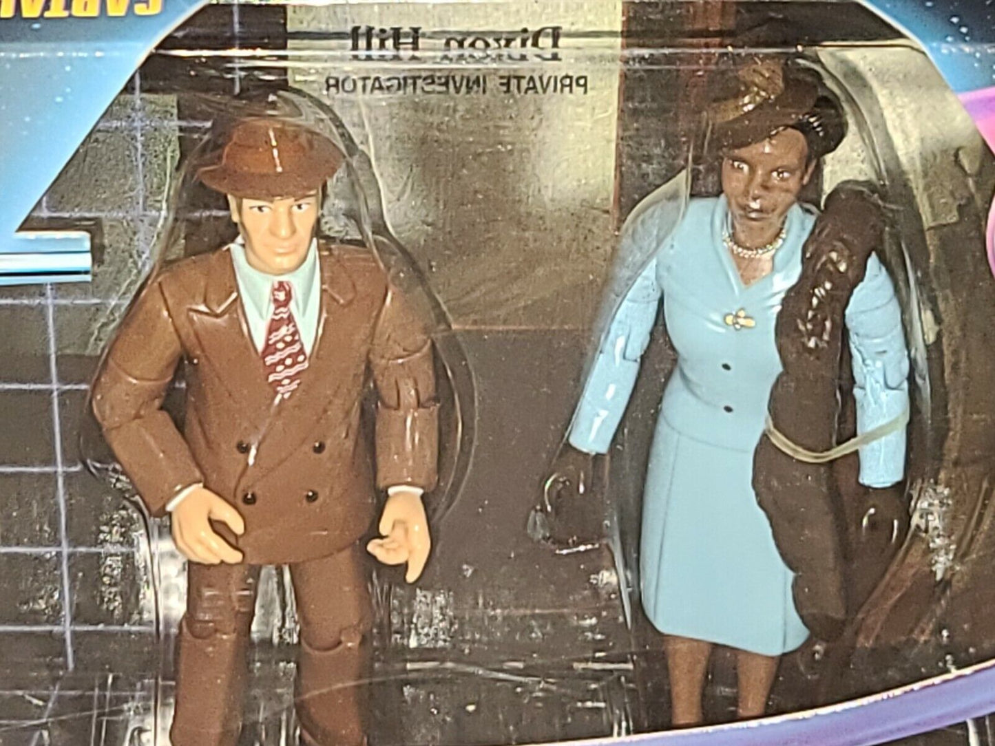 Vintage Playmates 1998 Star Trek The Next Generation Holodeck Series Captain Picard As Dixon Hill And Guinan As Gloria Action Figure Box Set - Brand New Factory Sealed Shop Stock Room Find