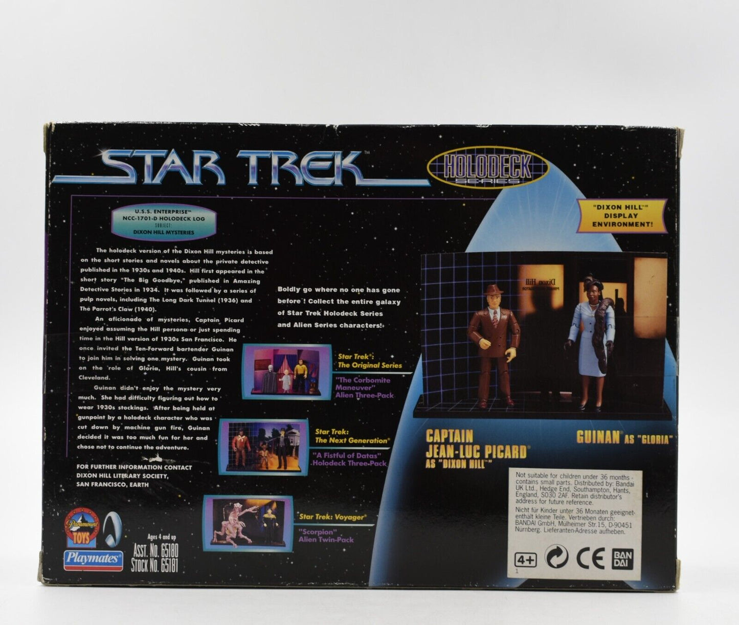 Vintage Playmates 1998 Star Trek The Next Generation Holodeck Series Captain Picard As Dixon Hill And Guinan As Gloria Action Figure Box Set - Brand New Factory Sealed Shop Stock Room Find