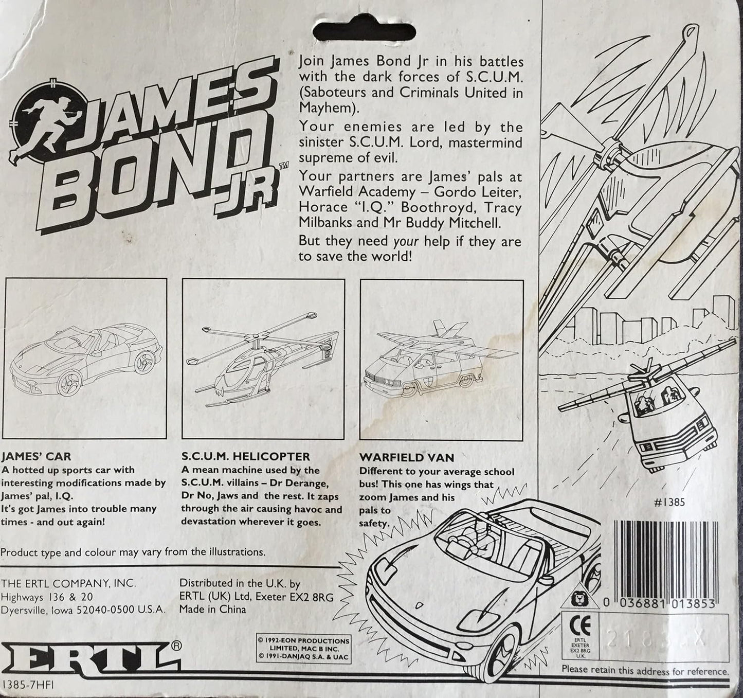 Vintage 1992 James Bond Jr - SCUM Helicopter ERTL Diecast Replica - Brand New Shop Stock Room Find