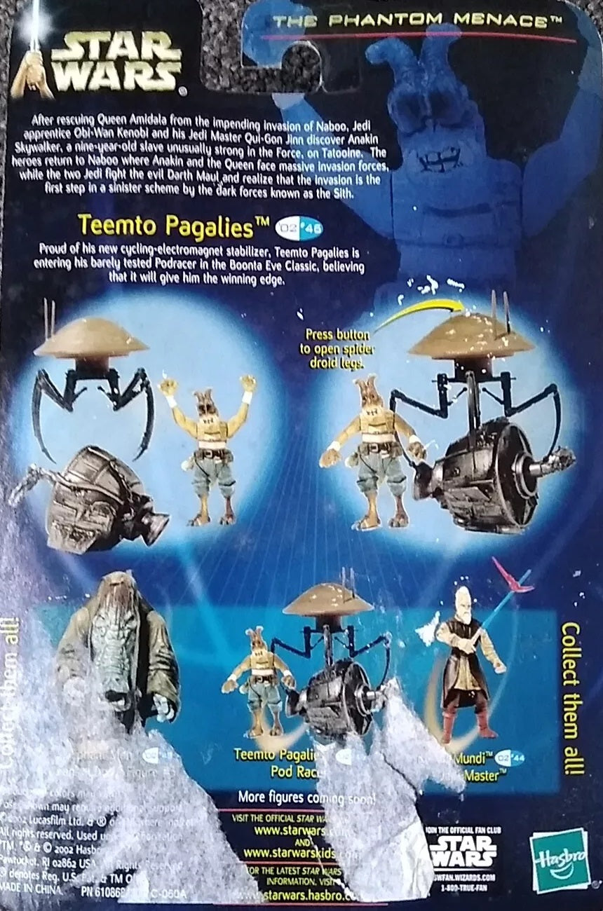 Vintage 2002 Star Wars The Phantom Menace Teemto Pagalies Pod Racer Action Figure - Factory Sealed Shop Stock Room Find