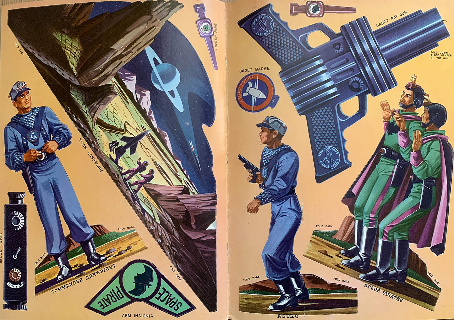 Vintage 1952 Tom Corbett Space Cadet Push Outs Book Of Stand-Ups, Ships and Gadgets - Unused Shop Stock Room Find - Ultra Ultra Rare