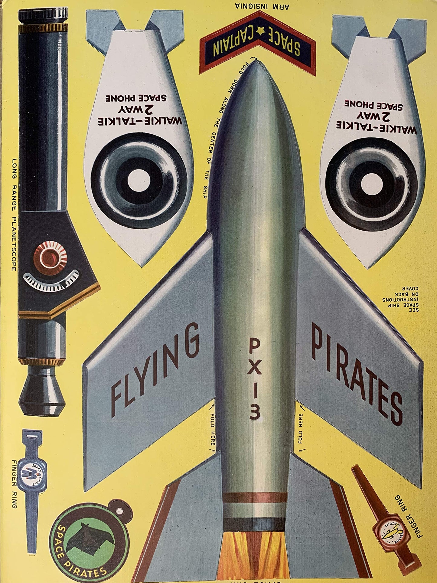 Vintage 1952 Tom Corbett Space Cadet Push Outs Book Of Stand-Ups, Ships and Gadgets - Unused Shop Stock Room Find - Ultra Ultra Rare