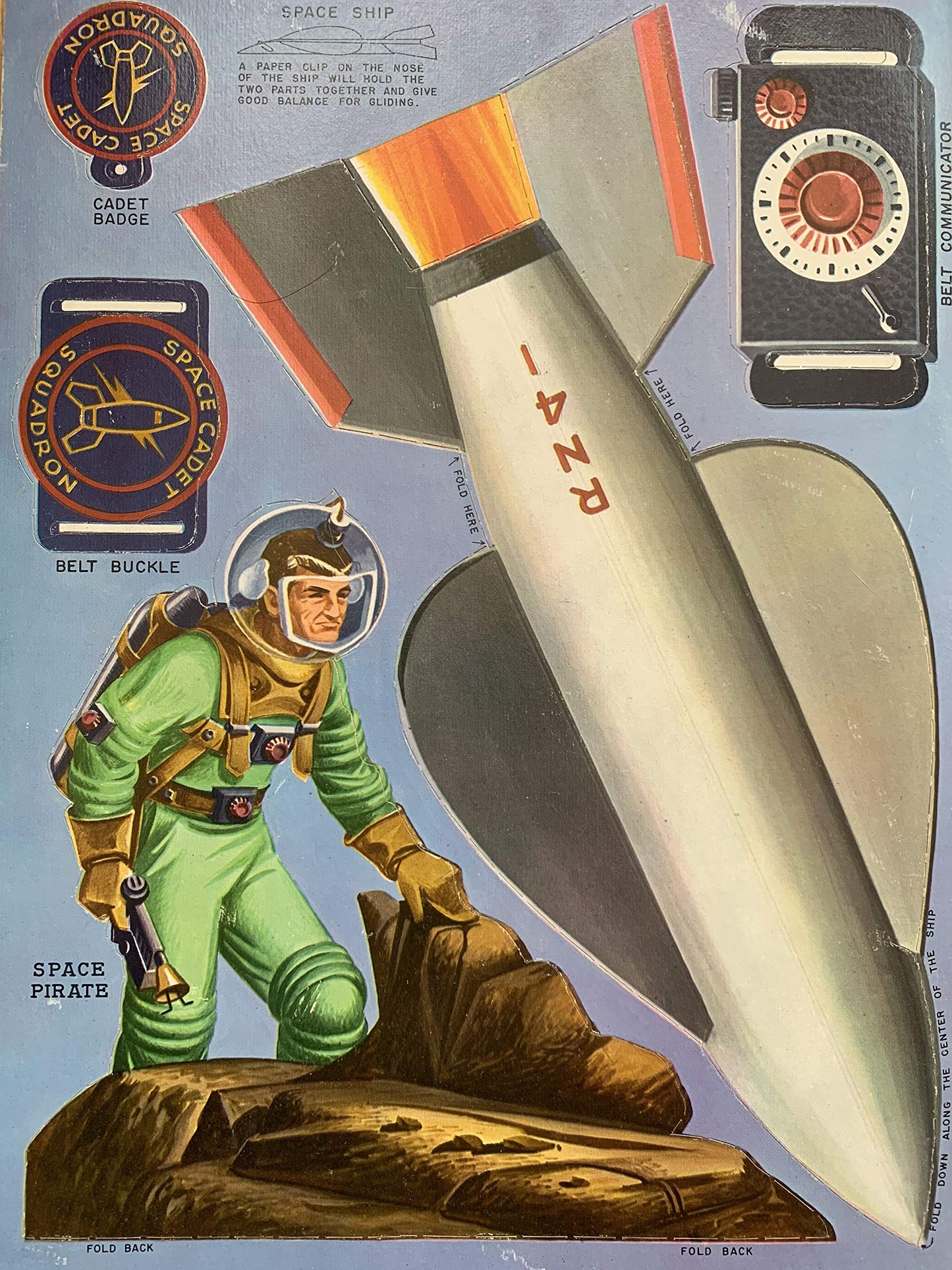 Vintage 1952 Tom Corbett Space Cadet Push Outs Book Of Stand-Ups, Ships and Gadgets - Unused Shop Stock Room Find - Ultra Ultra Rare