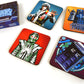 Vintage Halfmoon 1996 Dr Who Set Of Four Different Mug Mats Drink Coasters Featuring The 4th Doctor - Shop Stock Room Find