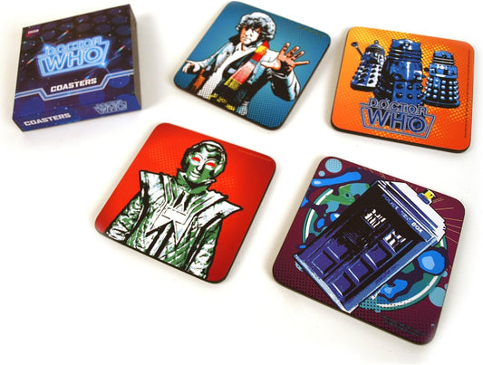 Vintage Halfmoon 1996 Dr Who Set Of Four Different Mug Mats Drink Coasters Featuring The 4th Doctor - Shop Stock Room Find