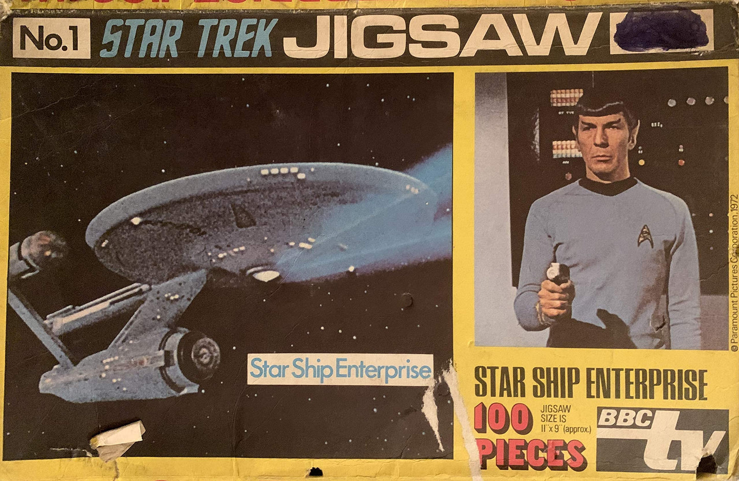 Vintage Star Trek 1972 Pleasure Products Jigsaw Puzzle Number 1 The Star Ship Enterprise Jigsaw In The Original Box