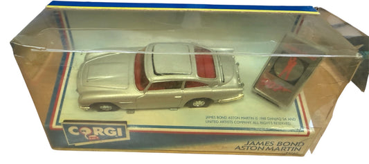 Vintage Corgi 1988 James Bond 007 94 Series Collection - Goldfinger - Silver Aston Martin 1:36 Scale Die-Cast Vehicle Replica Number 94060