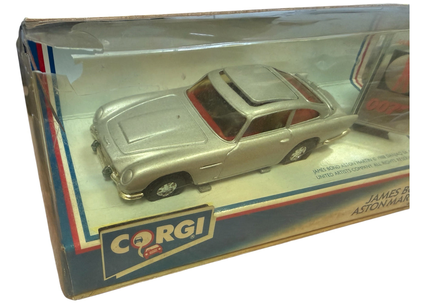 Vintage Corgi 1988 James Bond 007 94 Series Collection - Goldfinger - Silver Aston Martin 1:36 Scale Die-Cast Vehicle Replica Number 94060