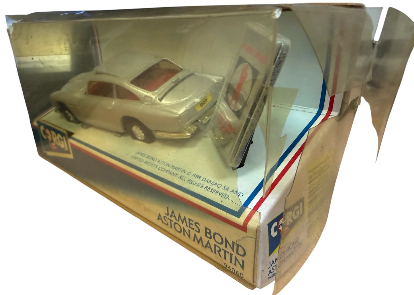 Vintage Corgi 1988 James Bond 007 94 Series Collection - Goldfinger - Silver Aston Martin 1:36 Scale Die-Cast Vehicle Replica Number 94060