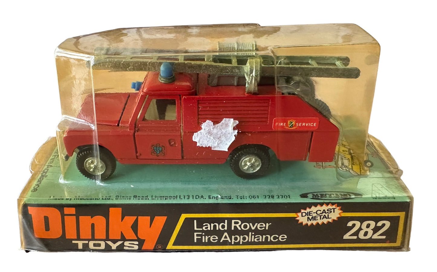 1973 Dinky Toys No. 282 Land Rover Fire Appliance Truck Diecast Metal Replica Vehicle Model - Shop Stock Room Find