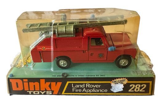1973 Dinky Toys No. 282 Land Rover Fire Appliance Truck Diecast Metal Replica Vehicle Model - Shop Stock Room Find