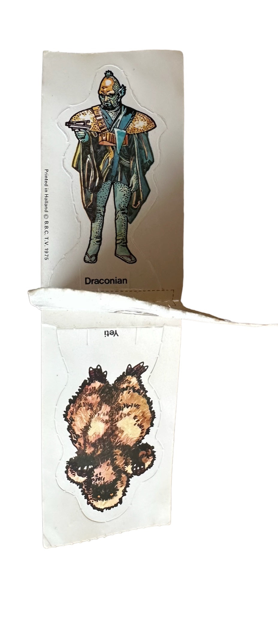 Vintage 1975 Doctor Dr Who Weetabix Set Of Three Unseparated Cards Including - Draconian, Ice Warrior and Yeti - Very Good Condition