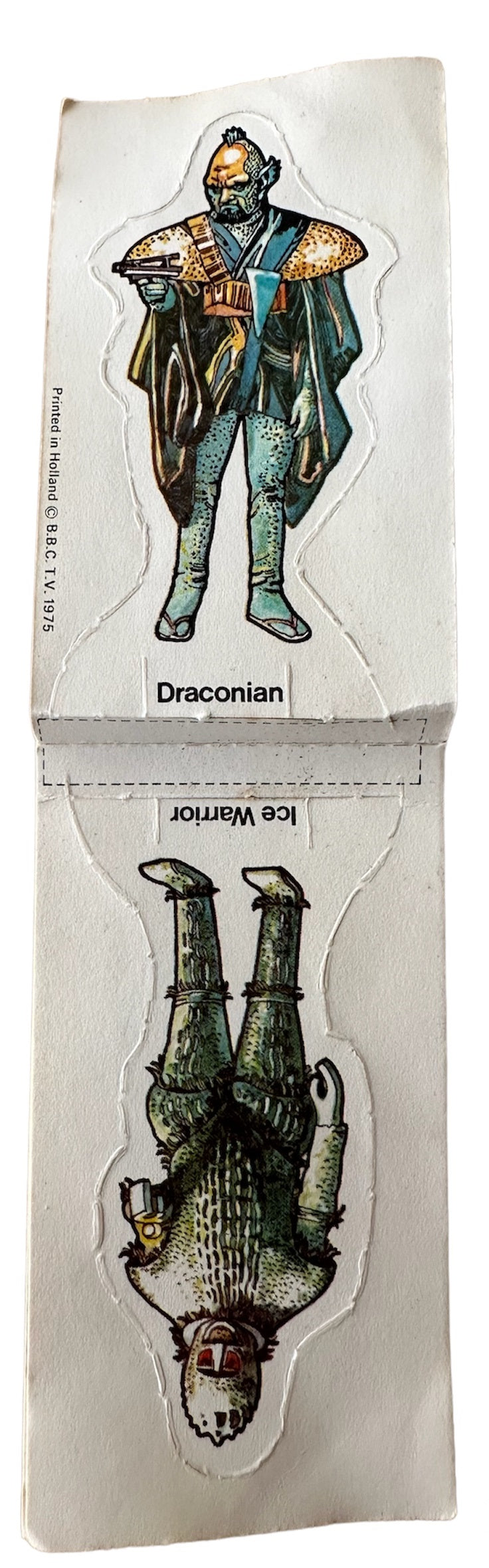 Vintage 1975 Doctor Dr Who Weetabix Set Of Three Unseparated Cards Including - Draconian, Ice Warrior and Yeti - Very Good Condition