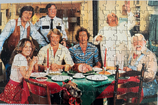 Vintage Waddingtons 1984 The Dukes Of Hazzard 150 Piece Fully Interlocking Jigsaw Puzzle No. 00814 - The Thanksgiving Meal - Complete In The Original Box