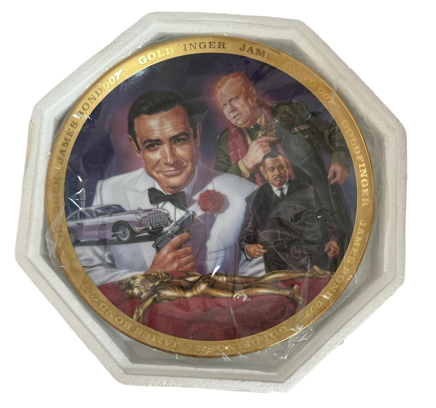 Vintage 1995 James Bond 007 Goldfinger Limited Edition Collectable Plate - Sean Connery, Gert Frobe & Harold Sakata - Shop Stock Room Find