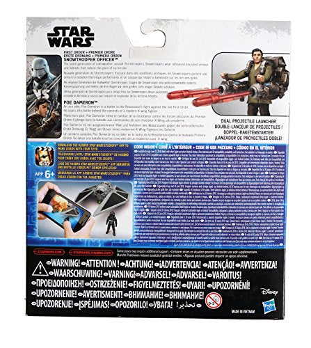 Star Wars The Force Awakens First Order Snowtrooper Officer and Resistance Pilot Poe Dameron Action Figure Set