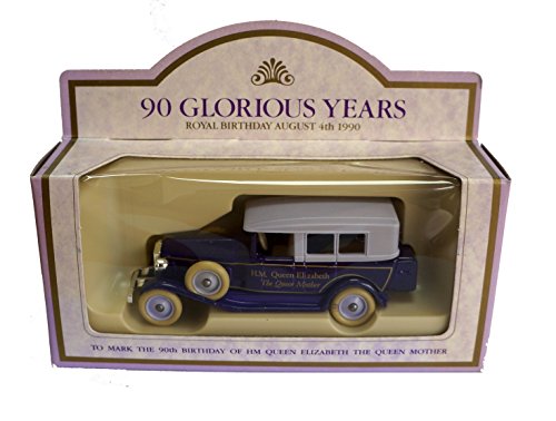 Vintage 1990 Lledo Special Edition Of Models Of Days Gone Queen Elizabeth The Queen Mother 90th Birthday Purple1925 Rolls Royce Silver Ghost Tourer Car Diecast Replica Model Vehicle - Near Mint In Box - Shop Stock Room Find