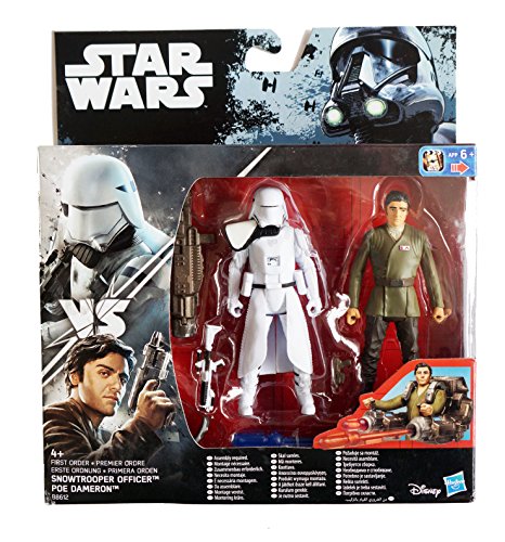 Star Wars The Force Awakens First Order Snowtrooper Officer and Resistance Pilot Poe Dameron Action Figure Set