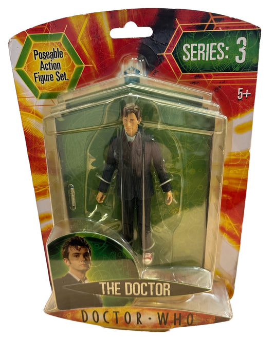 Vintage 2007 Dr Doctor Who Series 3 The 10th Doctor In Highly Detailed Poseable Action Figure (Very Rare Non Glasses Variant) - Brand New Factory Sealed Shop Stock Room Find