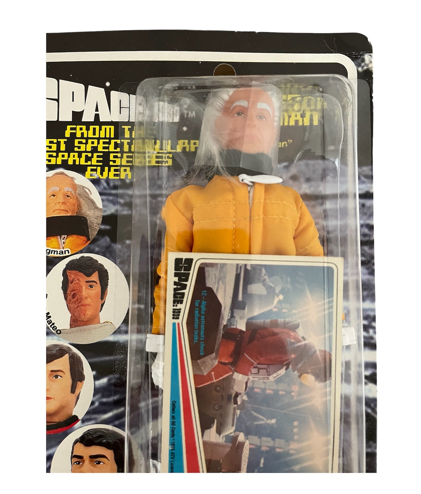 Vintage 2004 Space 1999 Mego Style Professor Victor Bergman In Radiation Suit From Black Sun 8" Action Figure With Trading Card - Factory Sealed Shop Stock Room Find