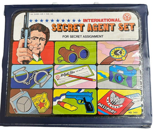Vintage 1975 Bright Stars International Secret Agent Spy Case Set - For Secret Assignment Bond 007 Style - Complete & Unused Shop Stock Room Find
