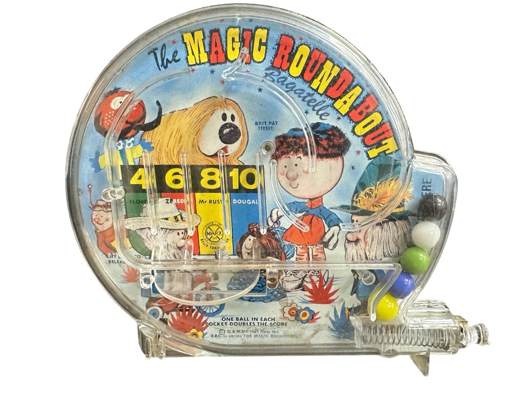 Vintage Louis Marx 1967 The Magic Roundabout Bagatelle Pin Ball Game I ...