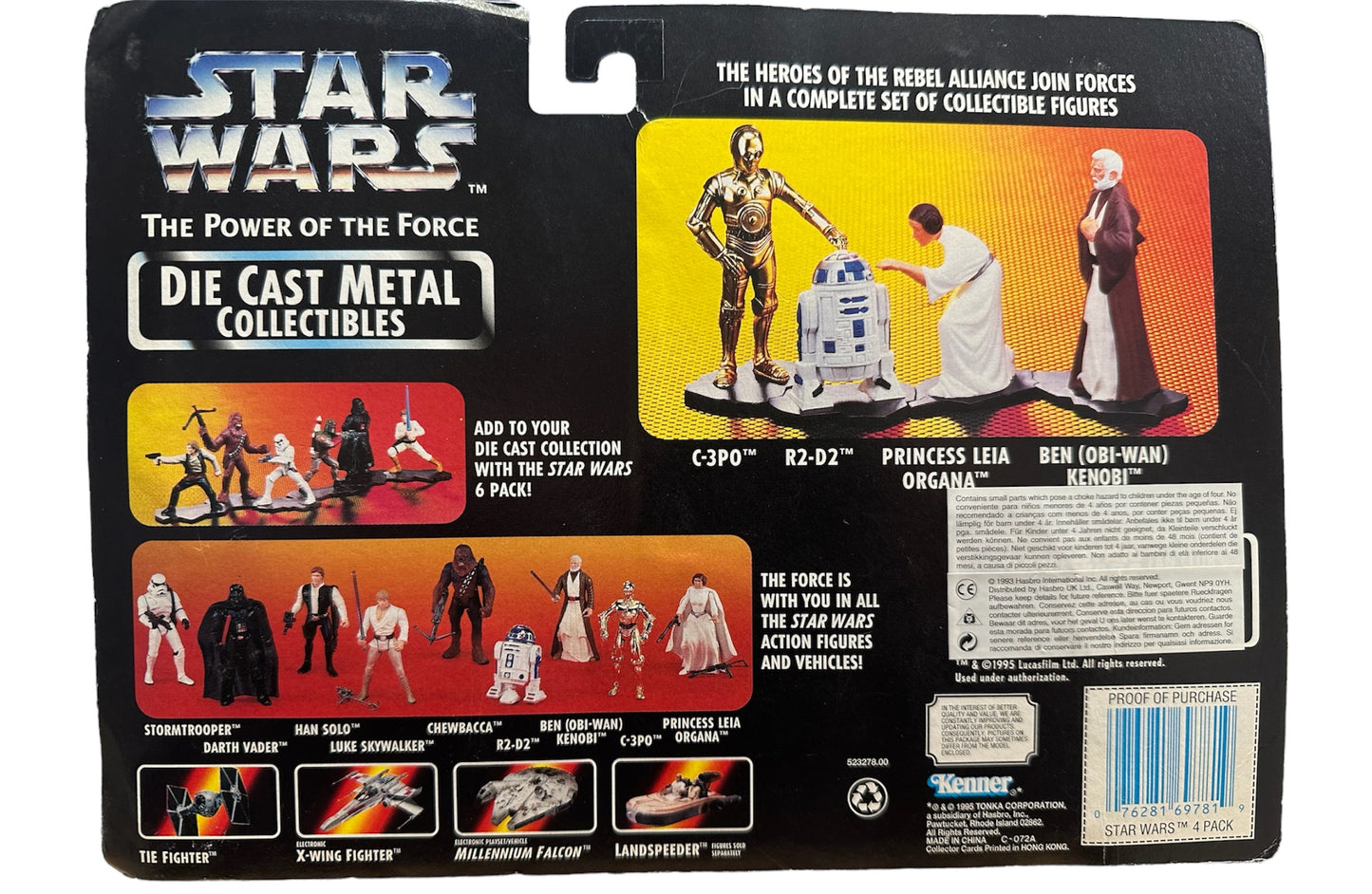Vintage Kenner 1995 Star Wars The Power Of The Force Die Cast Metal Collectibles 4 Pack Action Figure Set - Factory Sealed Shop Stock Room Find