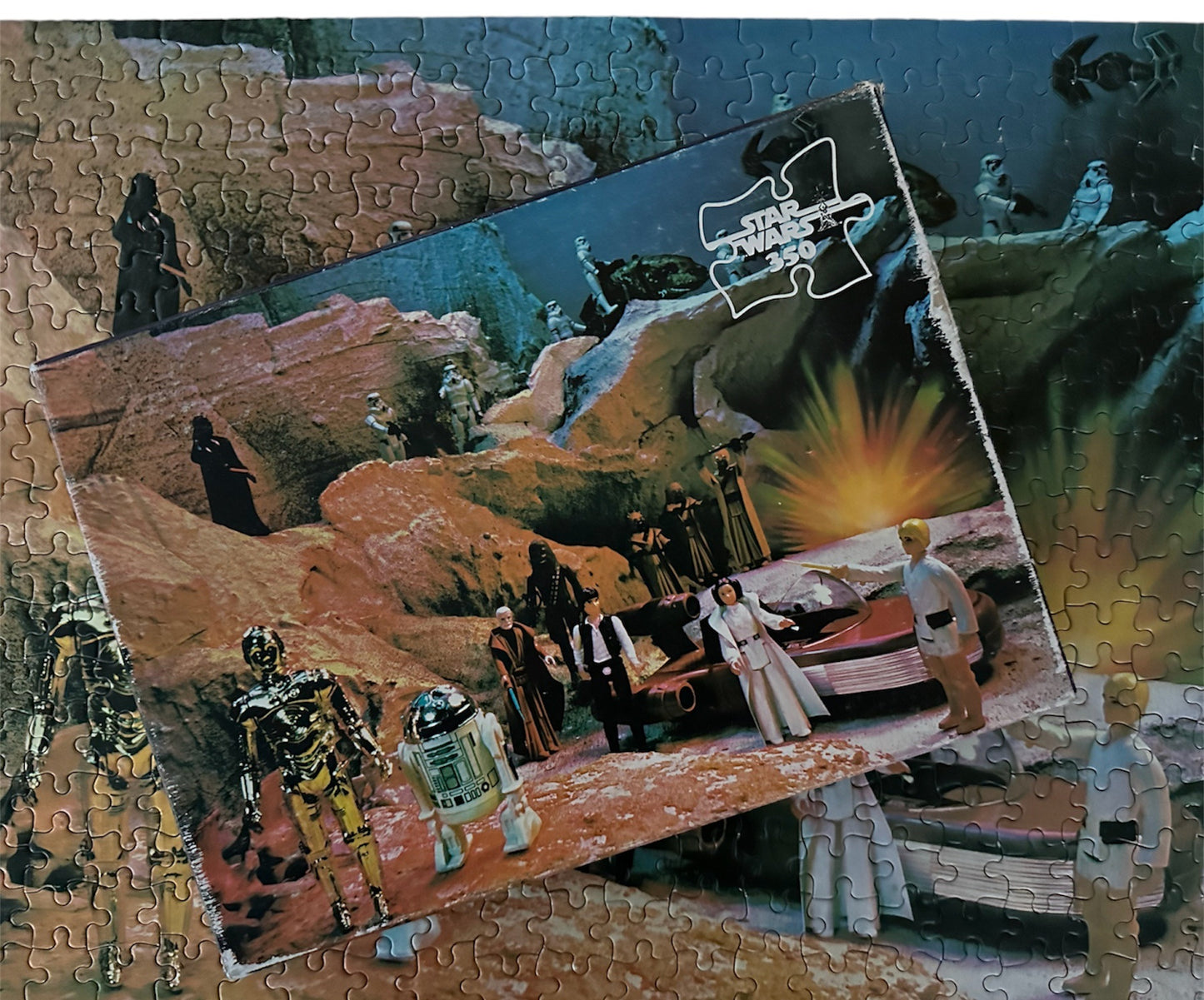 Vintage 1979 Waddingtons Star Wars Kenners Action Figures 350 Piece Jigsaw Puzzle No. 194A - Encounter On Tatooine - 100% Complete In The Original Box - Very Very Rare