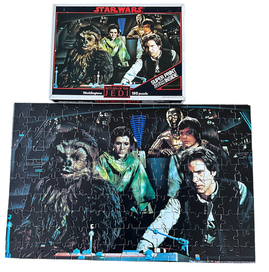 Vintage Waddington 1983 Star Wars Return Of The Jedi - Inside The Cockpit Of The Millennium Falcon - 150 Piece Fully Interlocking Jigsaw Puzzle from - Fantastic Condition - Complete In The Original Box