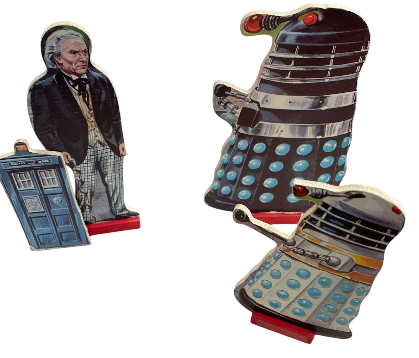 Vintage 1965 Dr Doctor Who And The Daleks Wooden Stand-Up Jigsaw Puzzle - Surrounded Complete With Stands And In The Original Box …