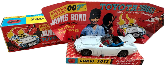 Vintage 1967 Special Agent 007 James Bond Toyota 2000GT Corgi Diecast Model Vehicle No. 336 As Seen In The Movie You Only Live Twice - Very Good Condition In The Original Box With Display Plinth