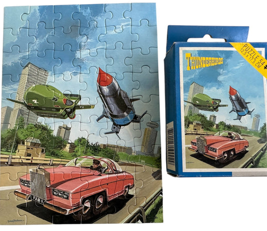 Vintage Kings 1993 Gerry Andersons Thunderbirds - Thunderbird 1 And Thunderbird 2 Flying Over Lady Penelopes FAB 1 - 54 Piece Jigsaw Puzzle - Shop Stock Room Find.