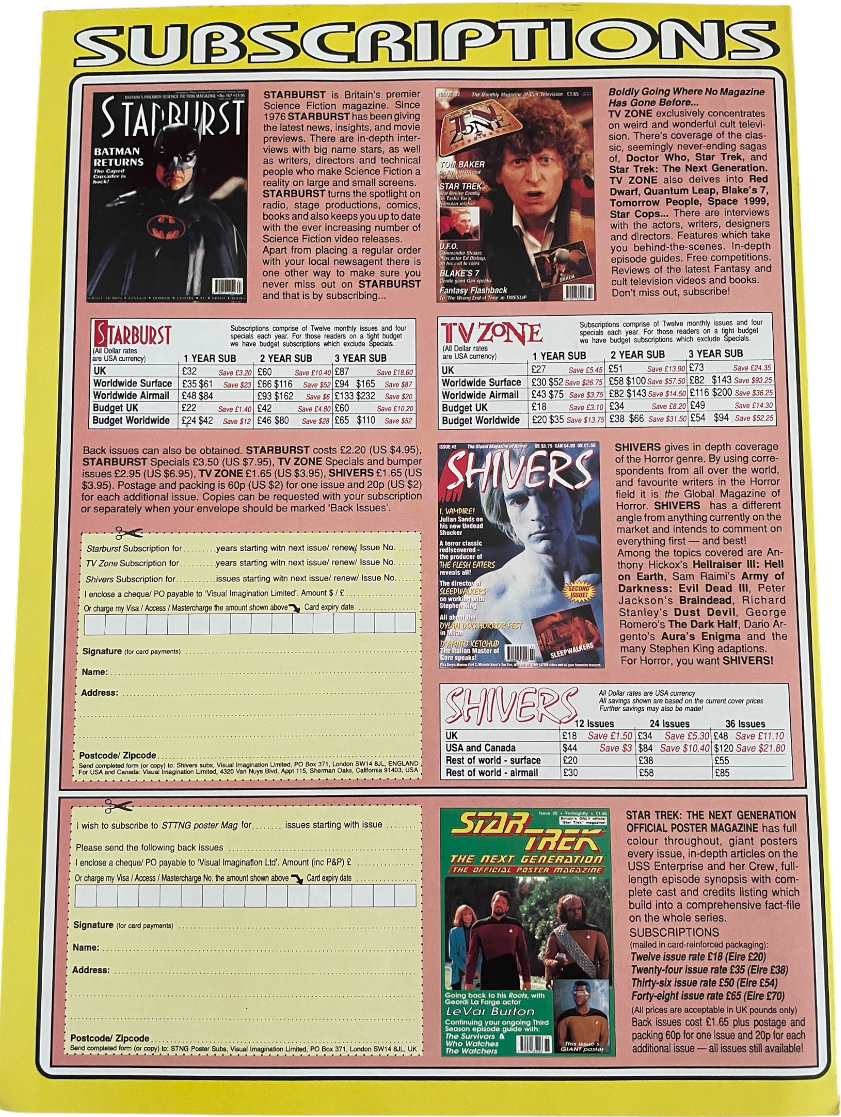 Vintage 1993 Star Trek The Next Generation The Official Poster Magazine Issue No. 43 - April 1993 - Ex Shop Stock