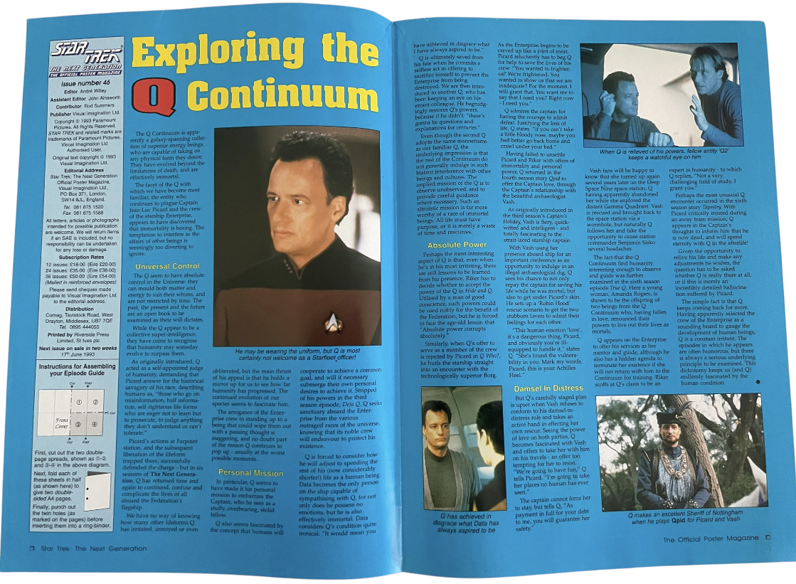 Vintage 1993 Star Trek The Next Generation The Official Poster Magazine Issue No. 46 - June 1993 - Ex Shop Stock