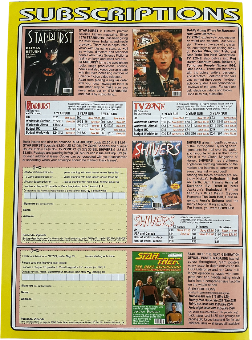 Vintage 1993 Star Trek The Next Generation The Official Poster Magazine Issue No. 46 - June 1993 - Ex Shop Stock