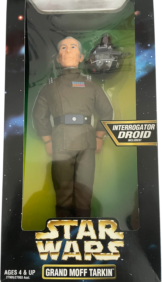 Vintage Kenner 1997 Star Wars Action Collection Galactic Empire Grand Moff Tarkin 12 Inch Fully Poseable Action Figure, Authentically Styled Outfit and Complete With Interrogator Droid - Brand New Factory Sealed Shop Stock Room Find