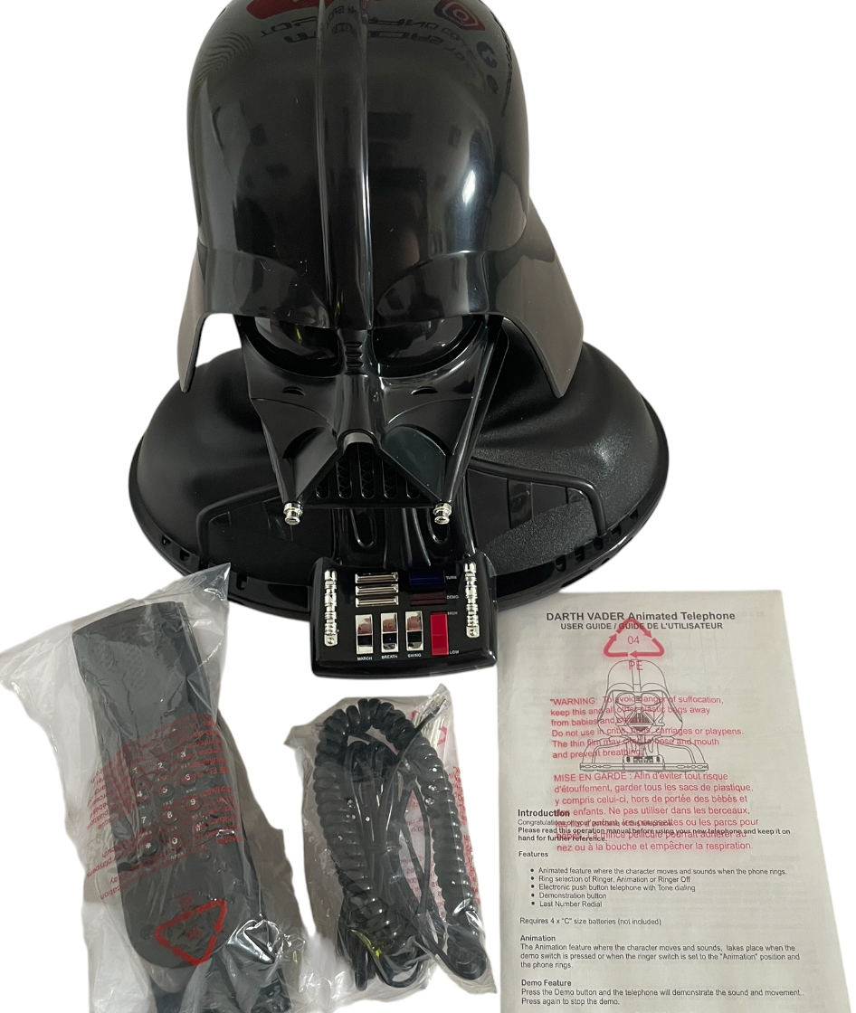 Vintage 2005 Darth Vader Novelty Telephone - With Authentic Star Wars Sounds & Music - Working Condition In The Original Box - Former Shop Display Se