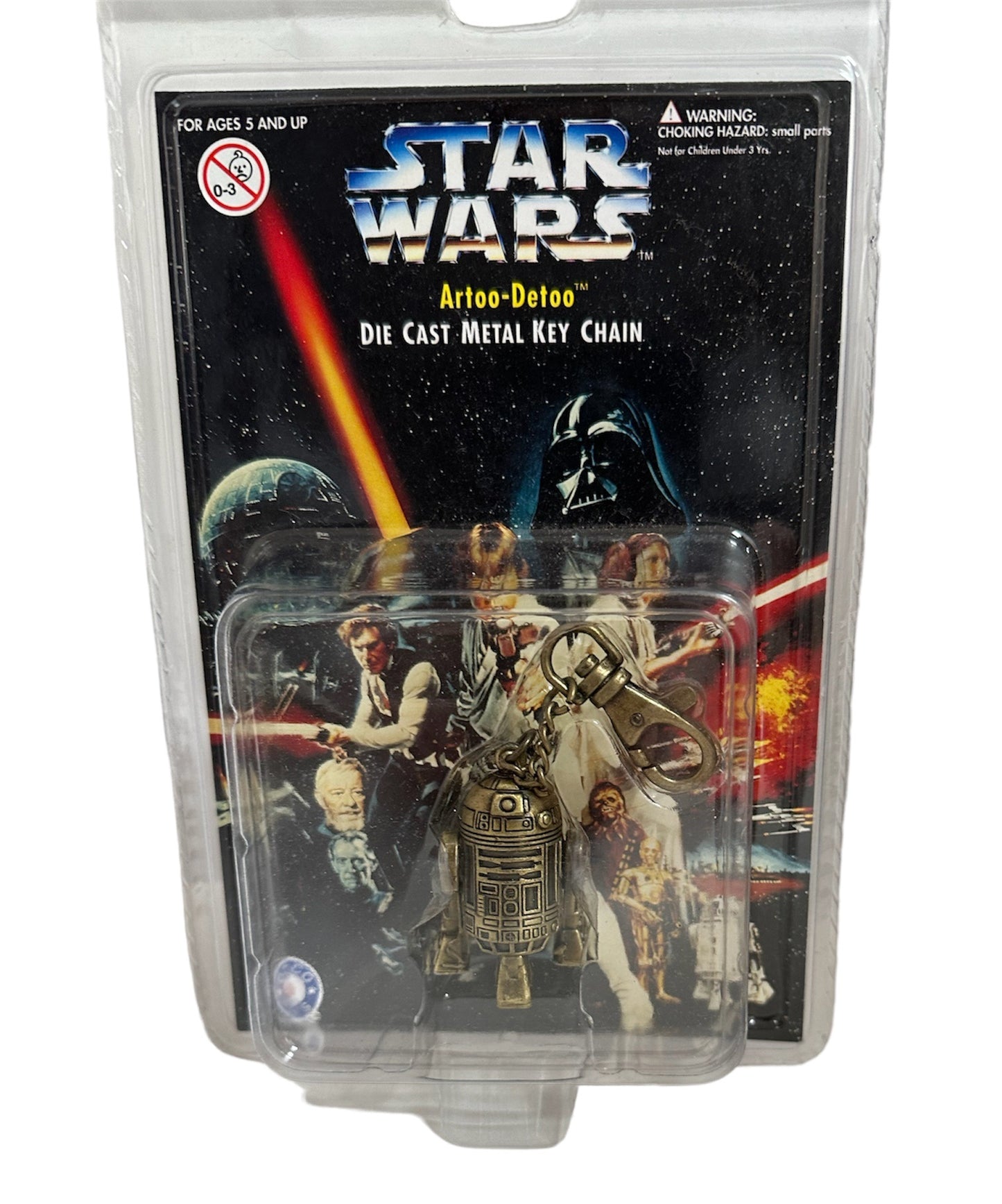 Vintage 1996 Star Wars Character Artoo-Detoo (R2-D2) Die Cast Metal Key Chain - Brand New Factory Sealed Shop Stock Room Find