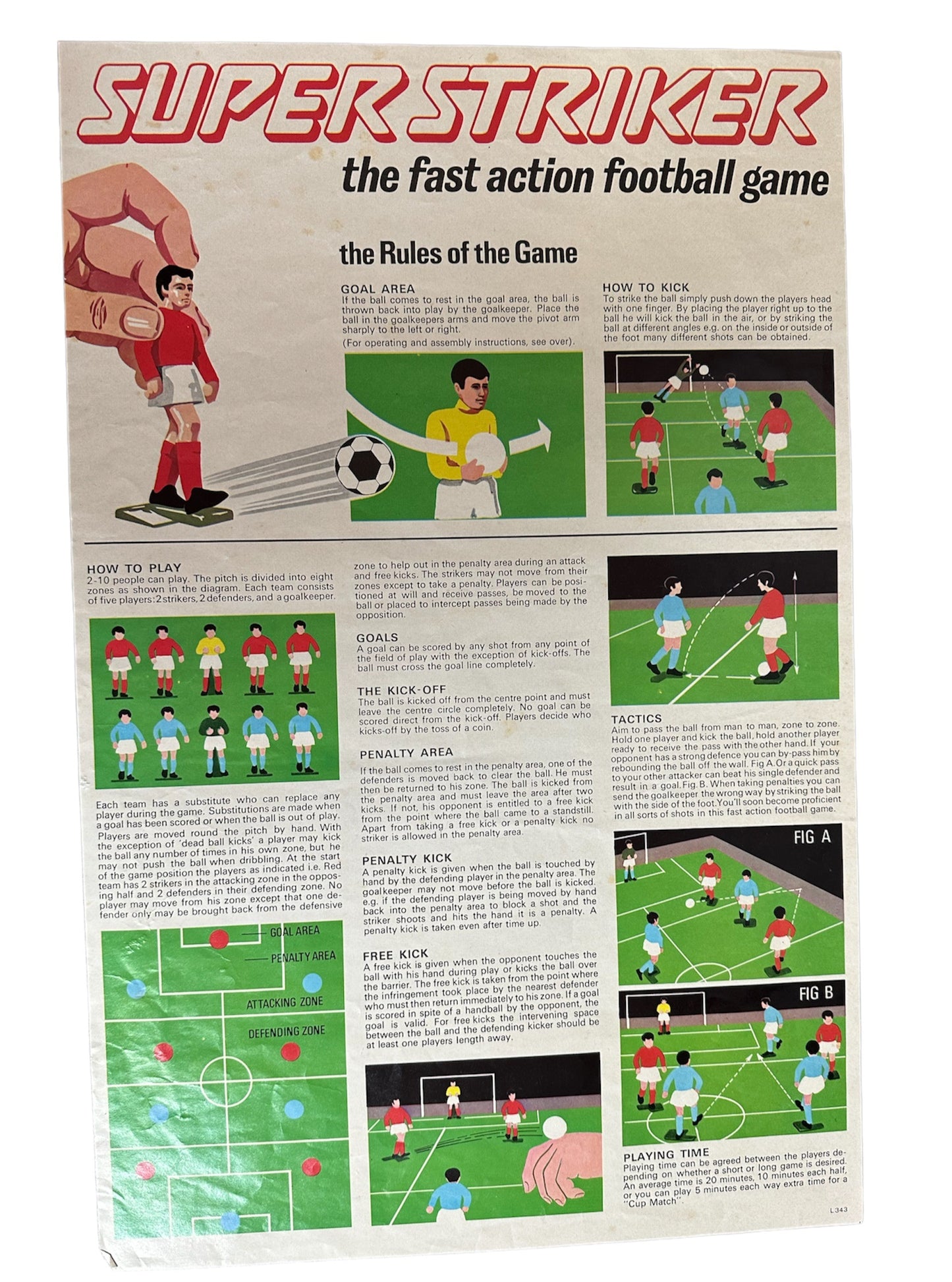 Super Striker Vintage 1970's Five A Side Table Top Football Game Complete In The Original Box …