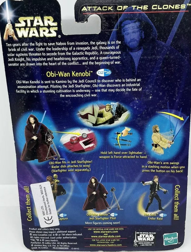 Vintage 2002 Star Wars The Attack Of The Clones Obi-Wan Kenobi