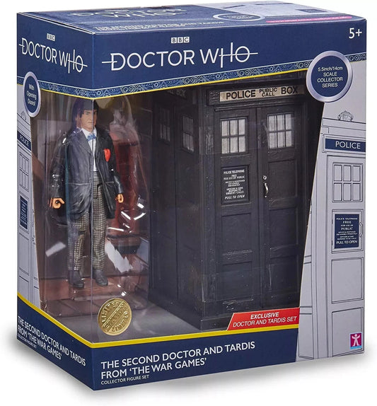 Vintage 2010 Dr Who The Second Doctor and Tardis From The War Games Collector Action Figure Set - Brand New Factory Sealed Shop Stock Room Find